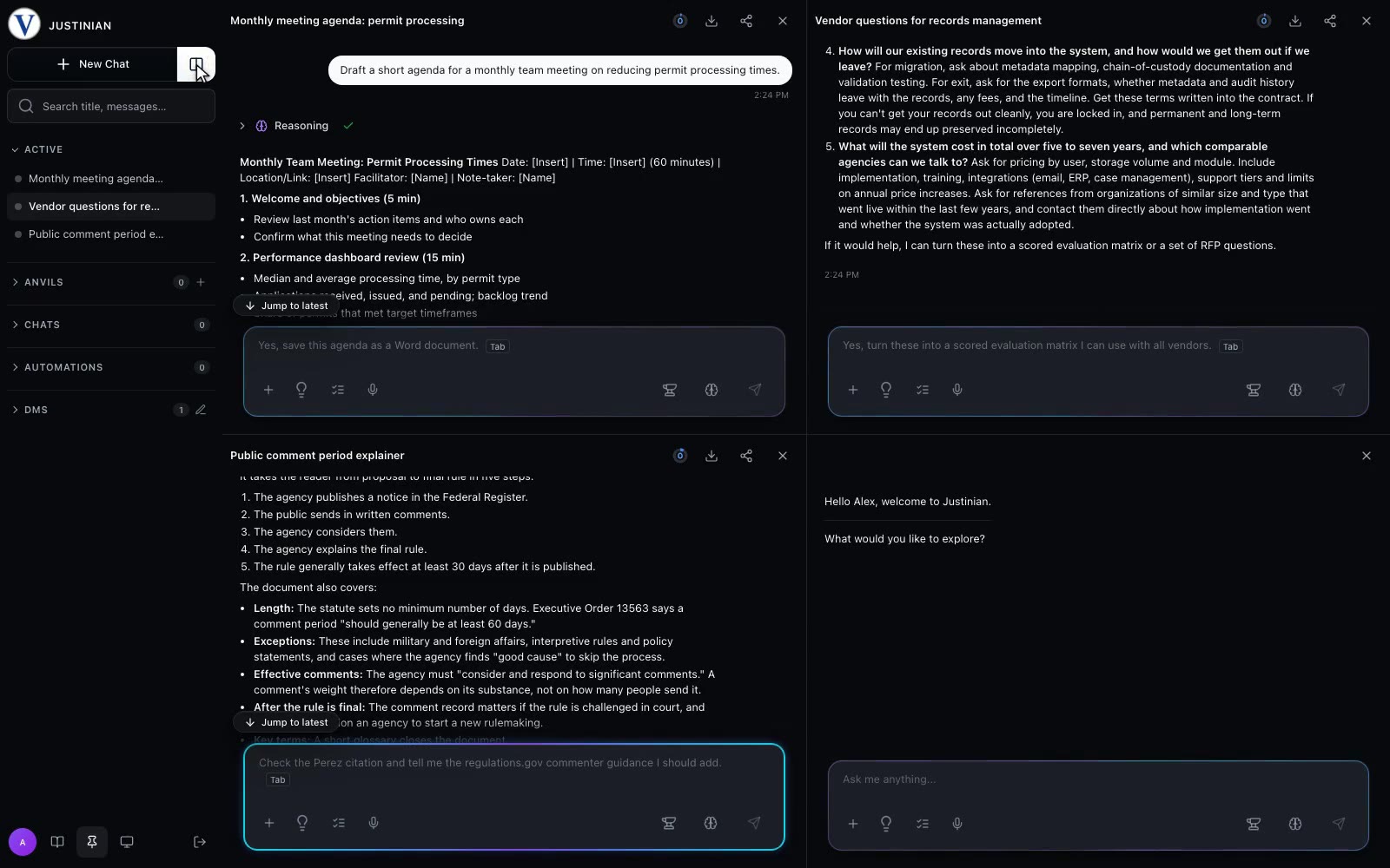 Clicking Multichat on sidebar chats opens each one beside the chat on screen, up to four in a grid.